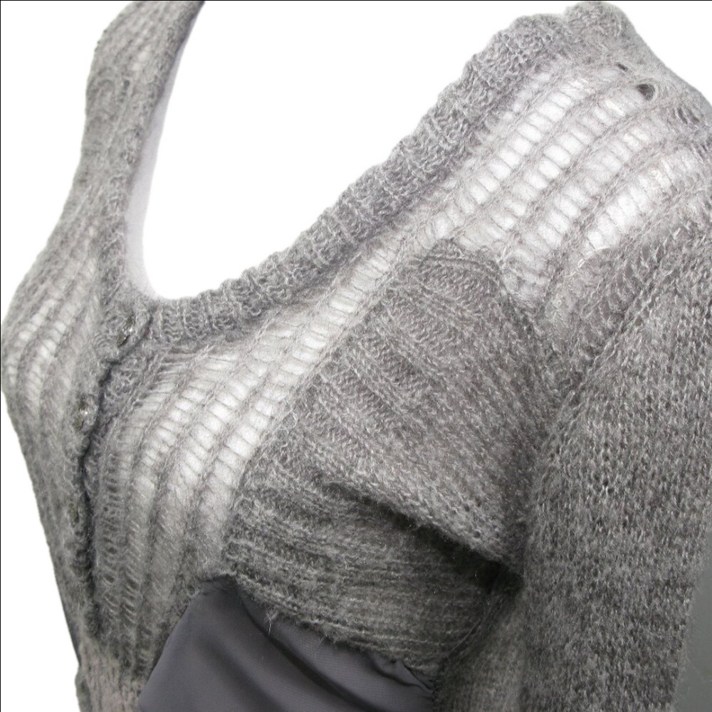 BKE Gray Partial Button Front Open Knit Lightweight Sweater Size Small - Picture 2 of 7
